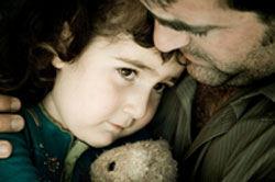 sad little girl with

father